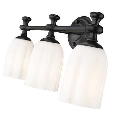 Z-Lite Orion 22" 3-Light Matte Black Steel Vanity Light With Opal Etched Glass Shade