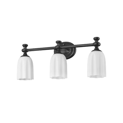 Z-Lite Orion 22" 3-Light Matte Black Steel Vanity Light With Opal Etched Glass Shade