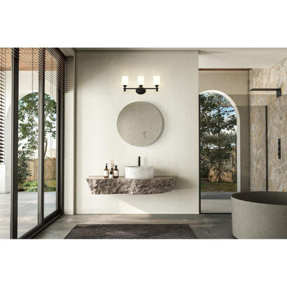 Z-Lite Orion 22" 3-Light Matte Black Steel Vanity Light With Opal Etched Glass Shade