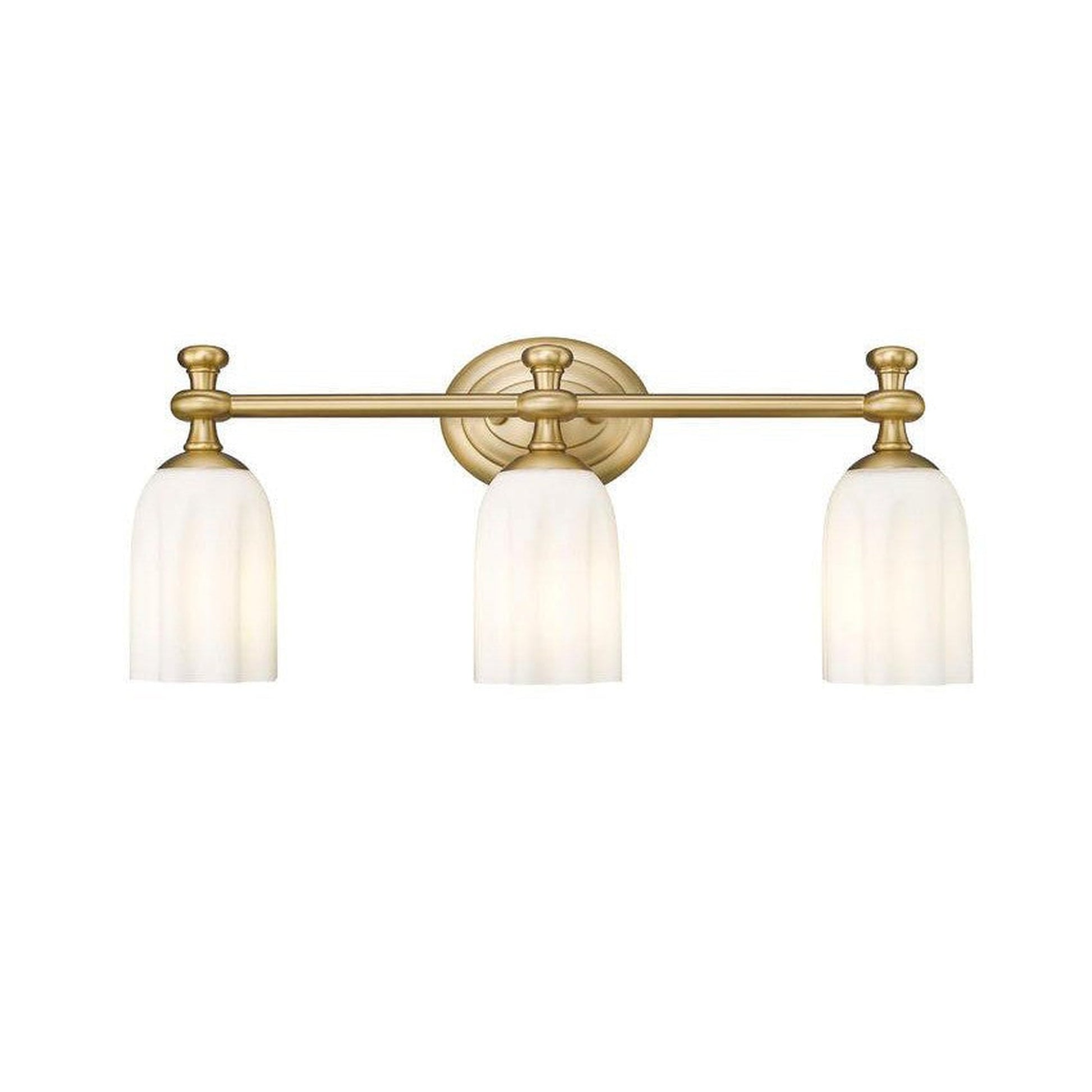 Z-Lite Orion 22" 3-Light Modern Gold Steel Vanity Light With Opal Etched Glass Shade