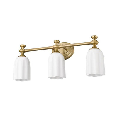 Z-Lite Orion 22" 3-Light Modern Gold Steel Vanity Light With Opal Etched Glass Shade