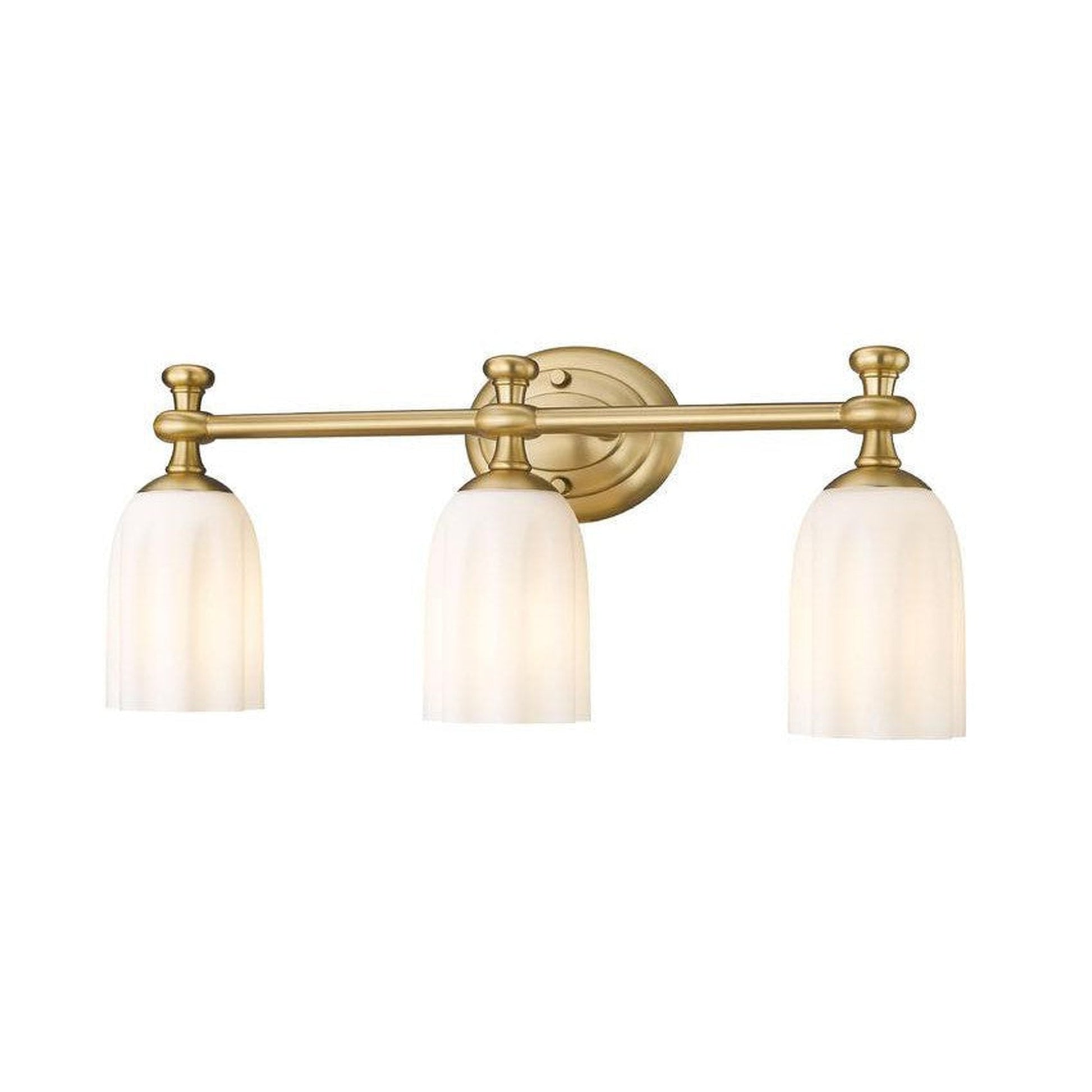 Z-Lite Orion 22" 3-Light Modern Gold Steel Vanity Light With Opal Etched Glass Shade