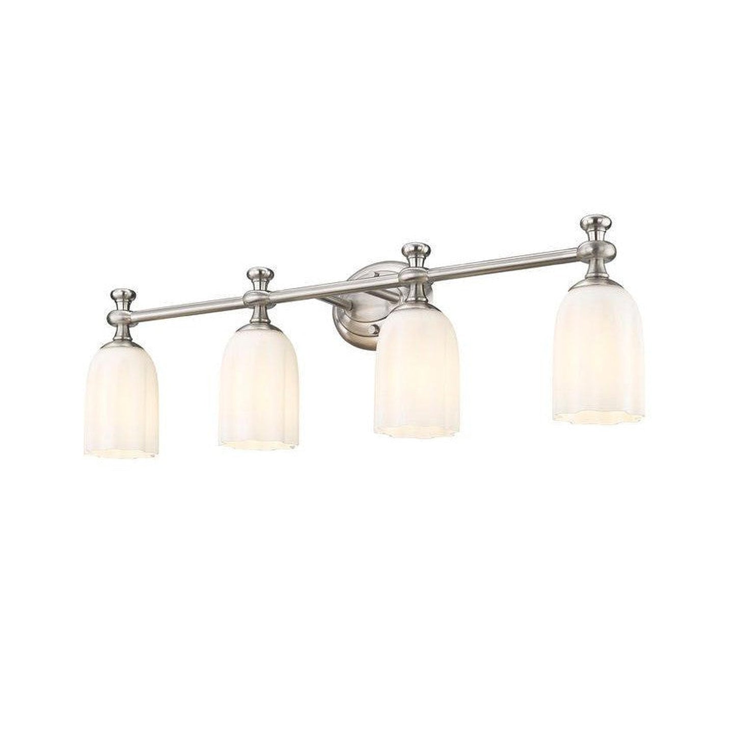 Z-Lite Orion 31" 4-Light Brushed Nickel Steel Vanity Light With Opal Etched Glass Shade