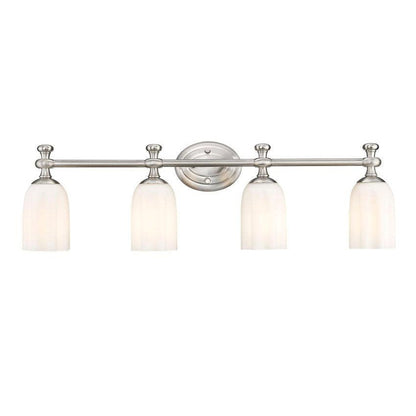 Z-Lite Orion 31" 4-Light Brushed Nickel Steel Vanity Light With Opal Etched Glass Shade