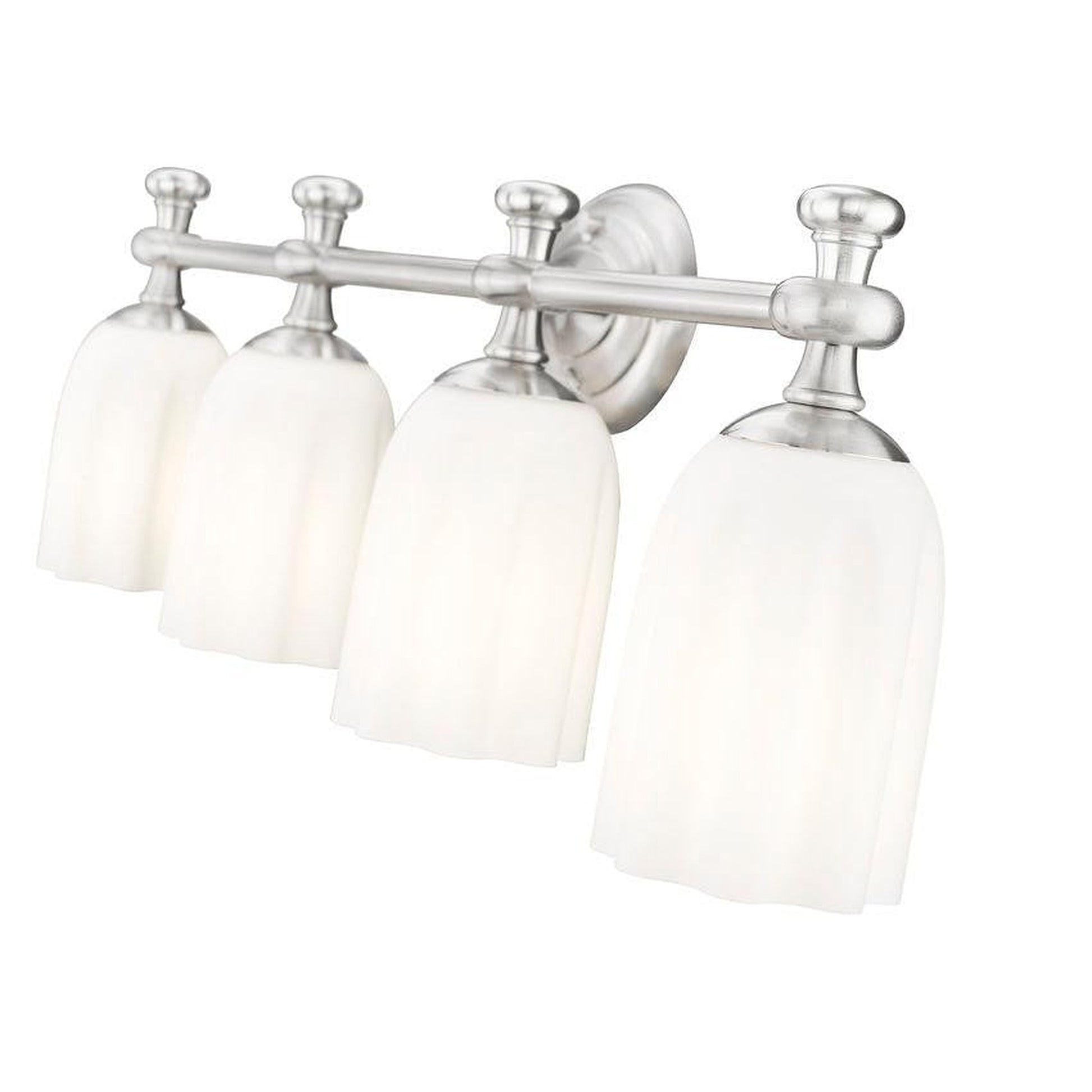 Z-Lite Orion 31" 4-Light Brushed Nickel Steel Vanity Light With Opal Etched Glass Shade