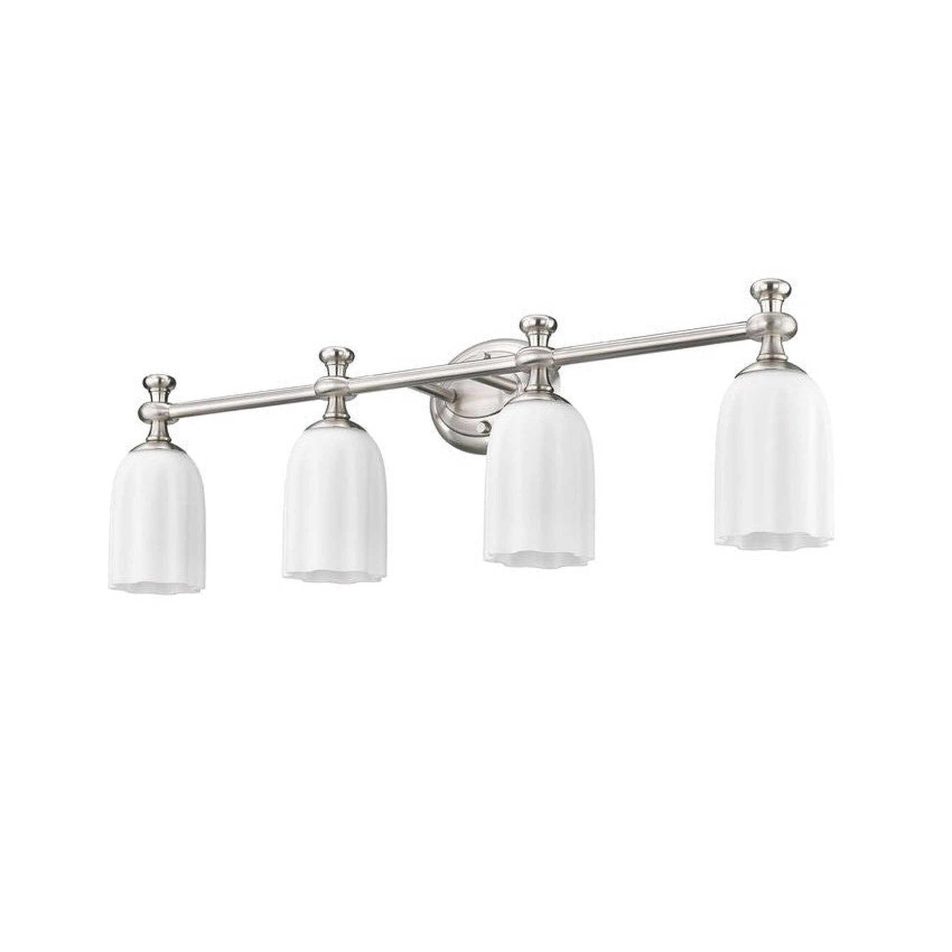 Z-Lite Orion 31" 4-Light Brushed Nickel Steel Vanity Light With Opal Etched Glass Shade