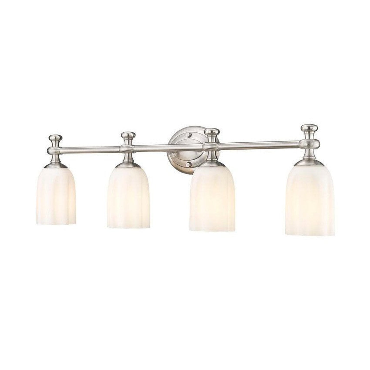 Z-Lite Orion 31" 4-Light Brushed Nickel Steel Vanity Light With Opal Etched Glass Shade