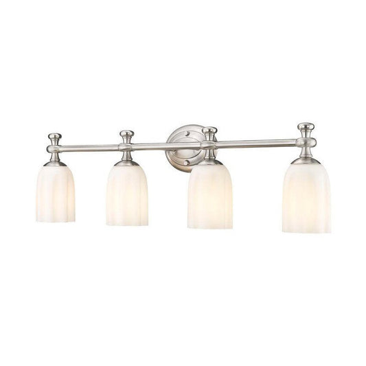 Z-Lite Orion 31" 4-Light Brushed Nickel Steel Vanity Light With Opal Etched Glass Shade