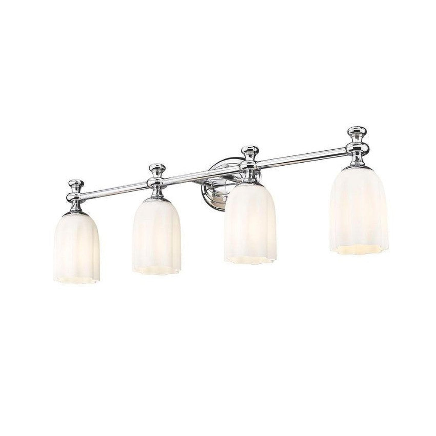 Z-Lite Orion 31" 4-Light Chrome Steel Vanity Light With Opal Etched Glass Shade