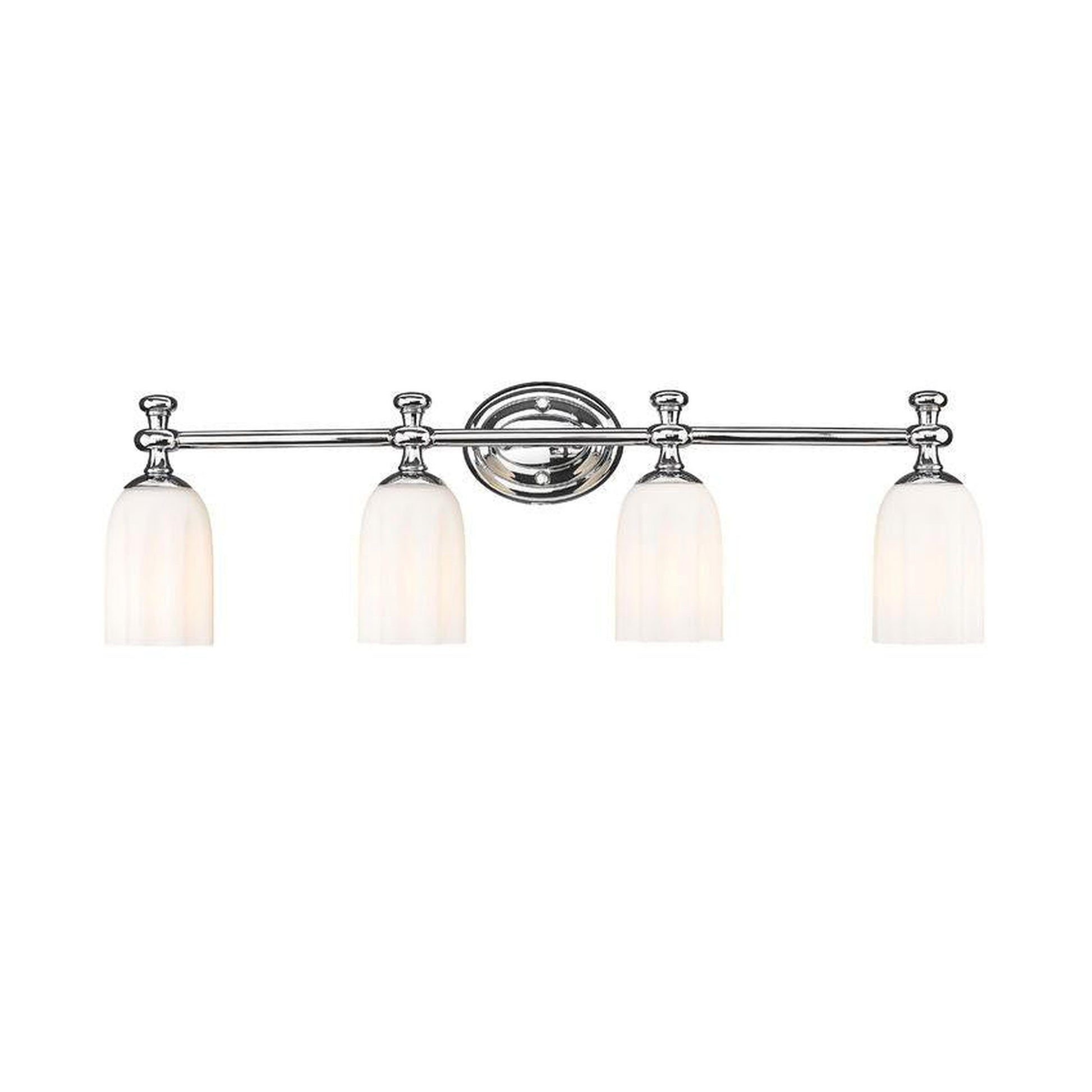 Z-Lite Orion 31" 4-Light Chrome Steel Vanity Light With Opal Etched Glass Shade