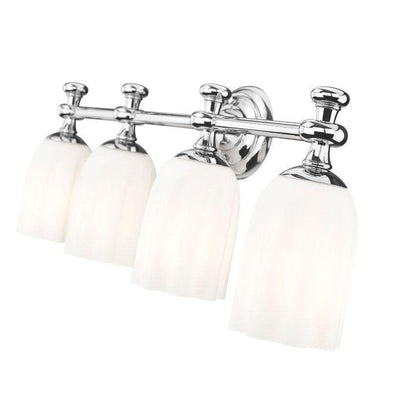 Z-Lite Orion 31" 4-Light Chrome Steel Vanity Light With Opal Etched Glass Shade