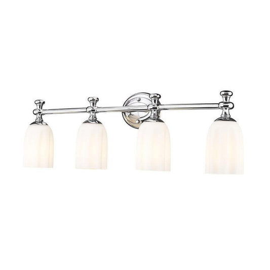 Z-Lite Orion 31" 4-Light Chrome Steel Vanity Light With Opal Etched Glass Shade