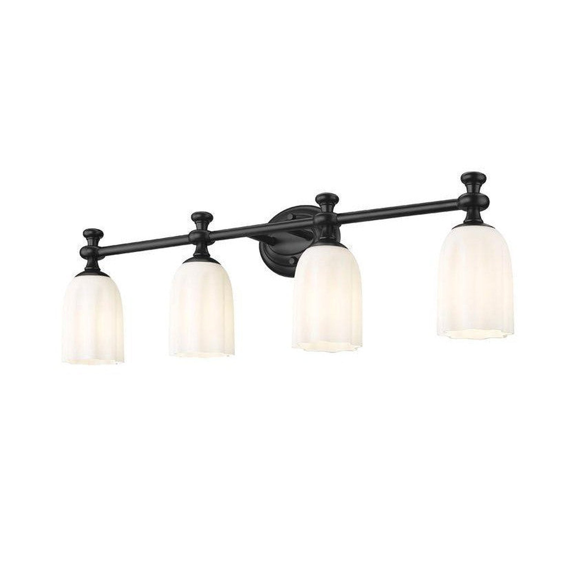 Z-Lite Orion 31" 4-Light Matte Black Steel Vanity Light With Opal Etched Glass Shade