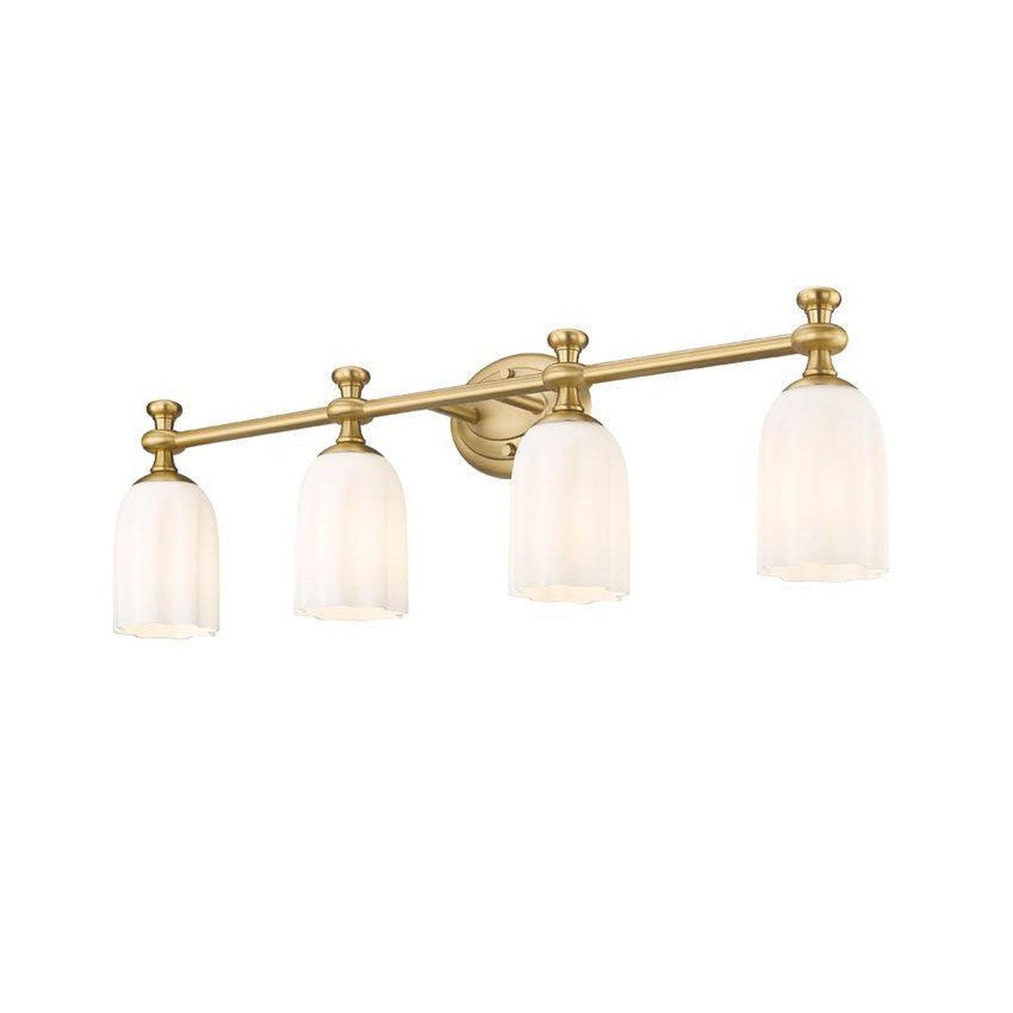 Z-Lite Orion 31" 4-Light Modern Gold Steel Vanity Light With Opal Etched Glass Shade