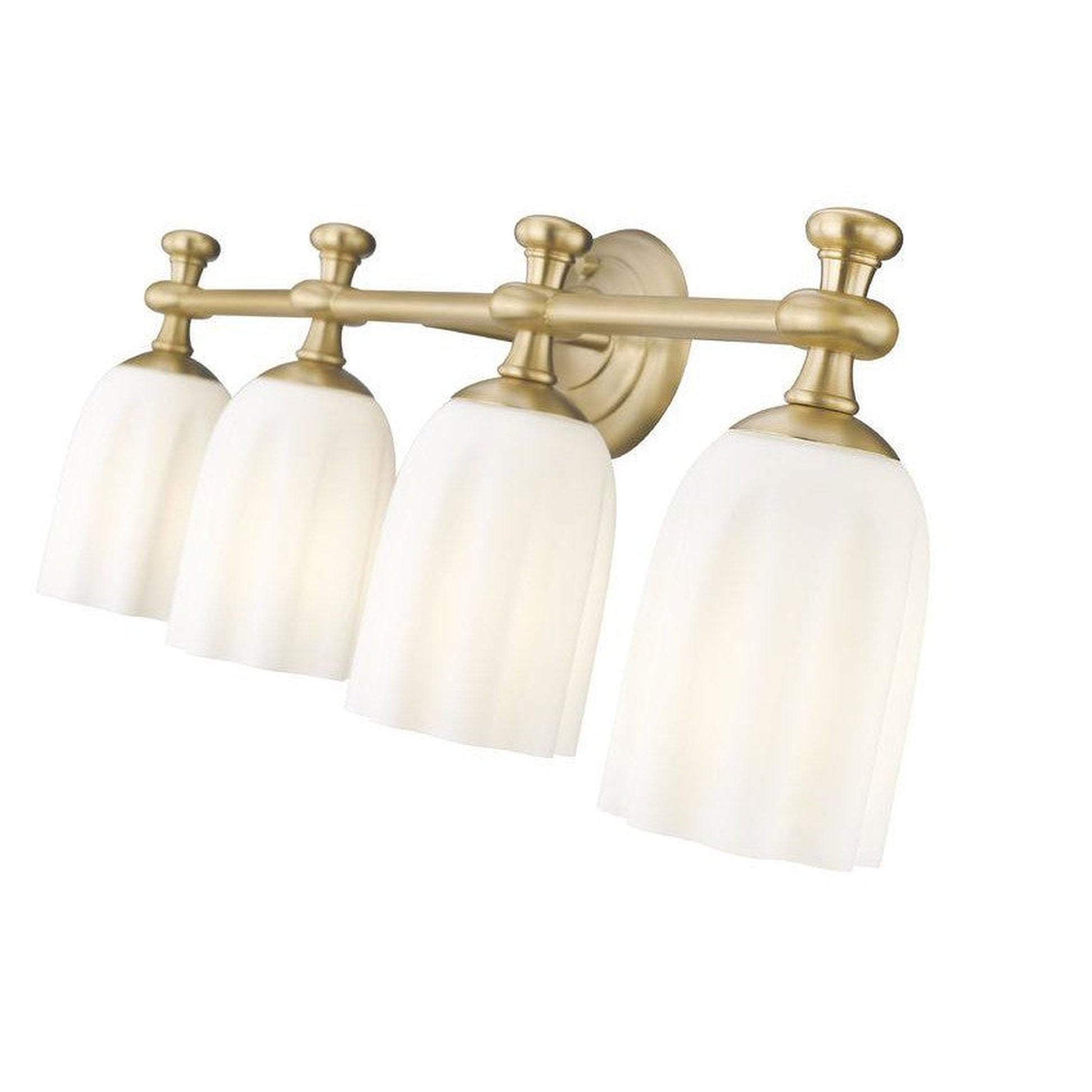 Z-Lite Orion 31" 4-Light Modern Gold Steel Vanity Light With Opal Etched Glass Shade