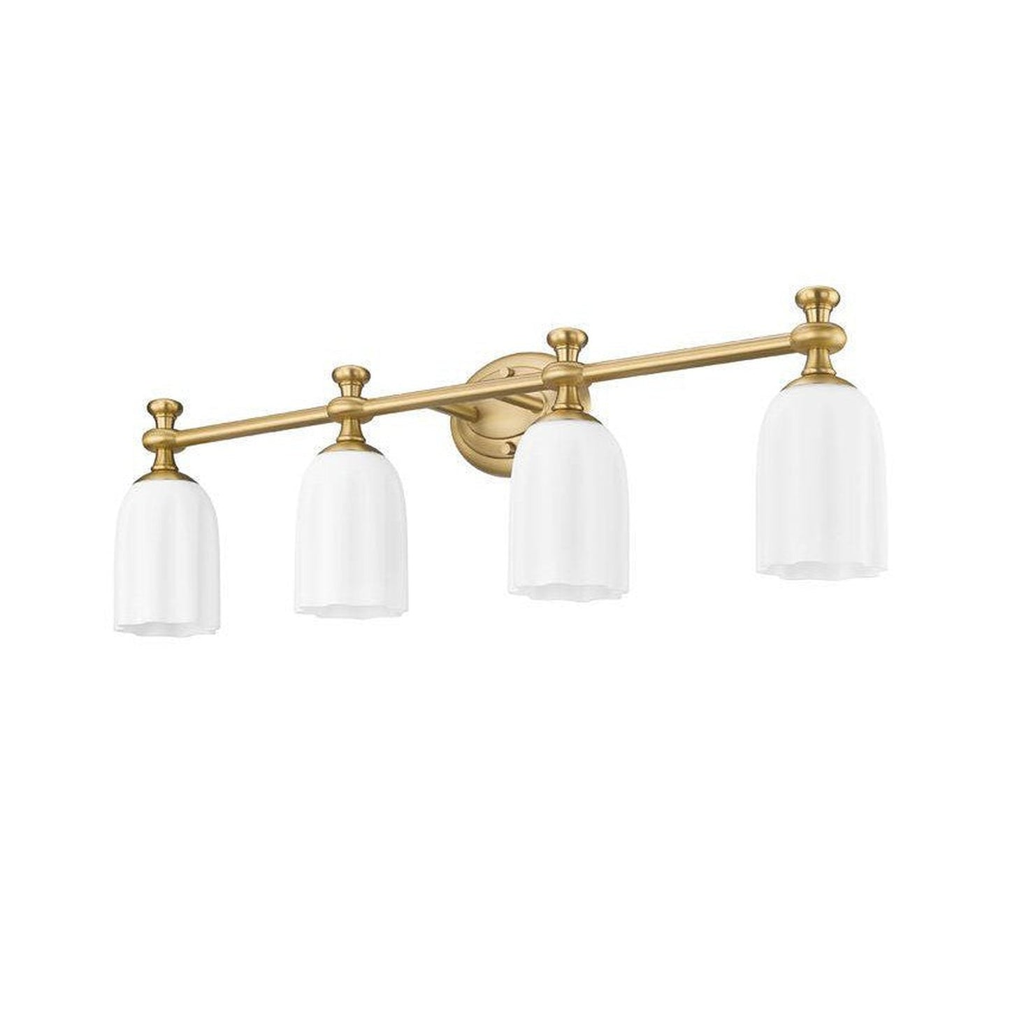 Z-Lite Orion 31" 4-Light Modern Gold Steel Vanity Light With Opal Etched Glass Shade