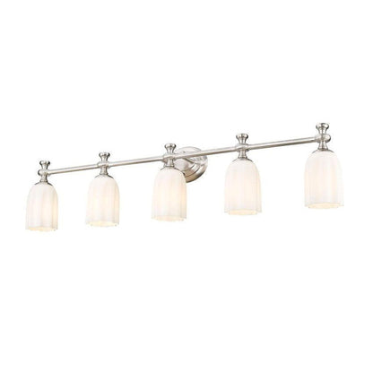 Z-Lite Orion 40" 5-Light Brushed Nickel Steel Vanity Light With Opal Etched Glass Shade