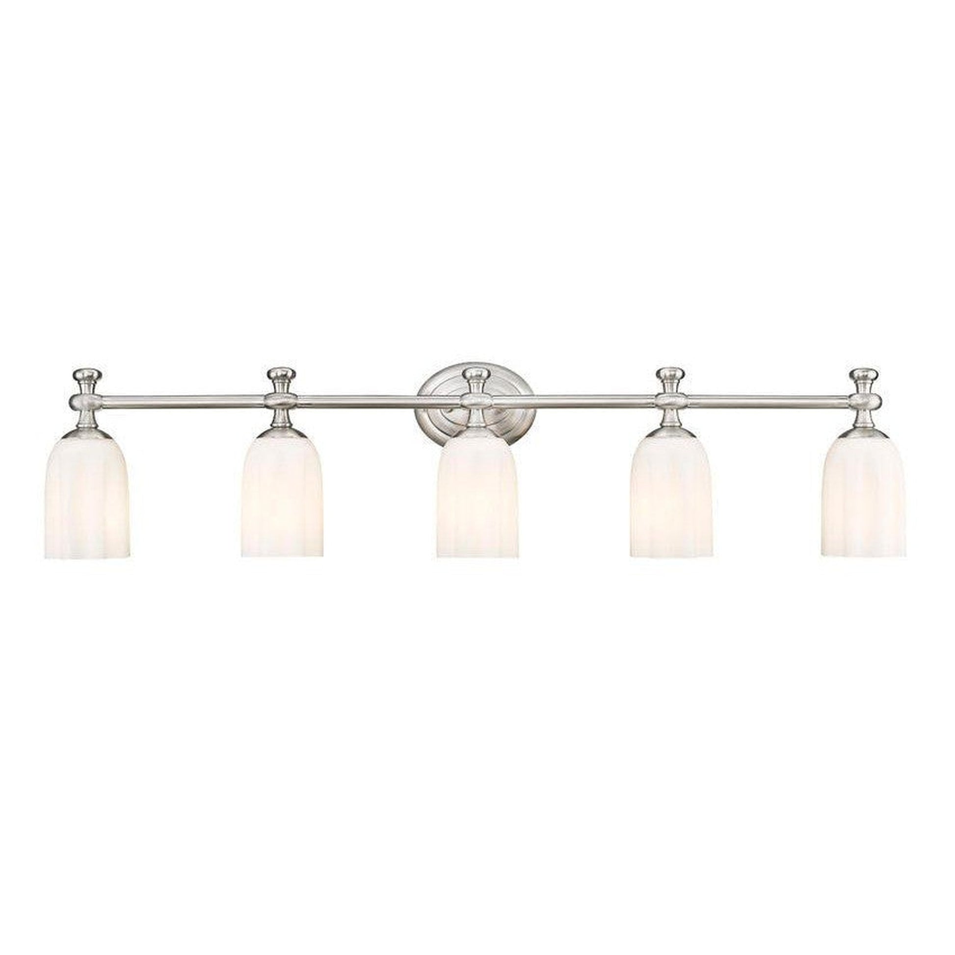 Z-Lite Orion 40" 5-Light Brushed Nickel Steel Vanity Light With Opal Etched Glass Shade