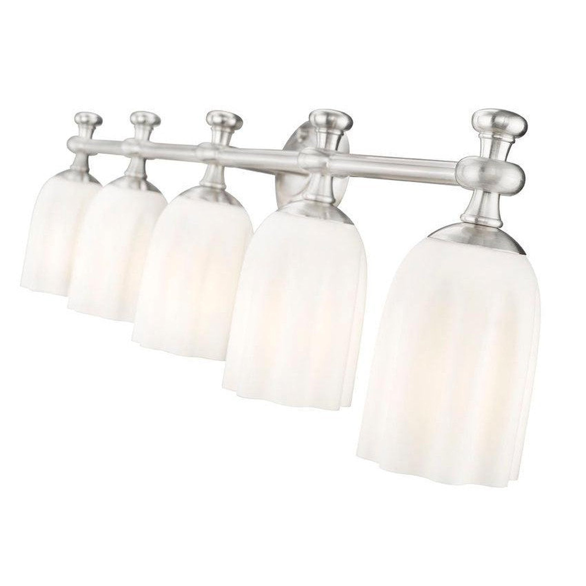 Z-Lite Orion 40" 5-Light Brushed Nickel Steel Vanity Light With Opal Etched Glass Shade