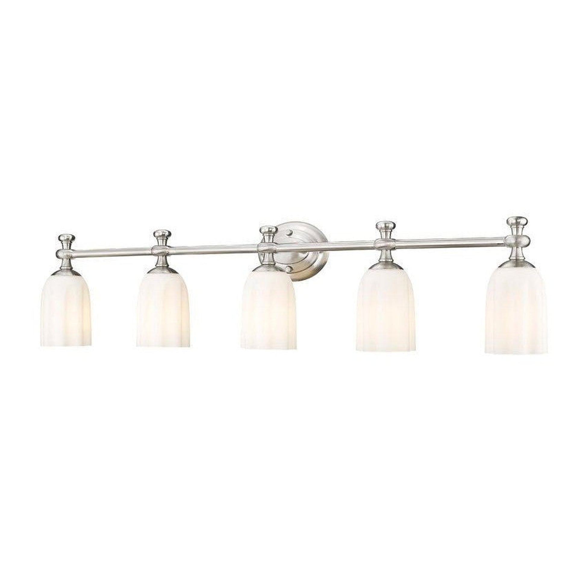 Z-Lite Orion 40" 5-Light Brushed Nickel Steel Vanity Light With Opal Etched Glass Shade