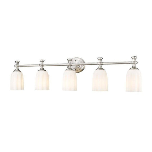 Z-Lite Orion 40" 5-Light Brushed Nickel Steel Vanity Light With Opal Etched Glass Shade