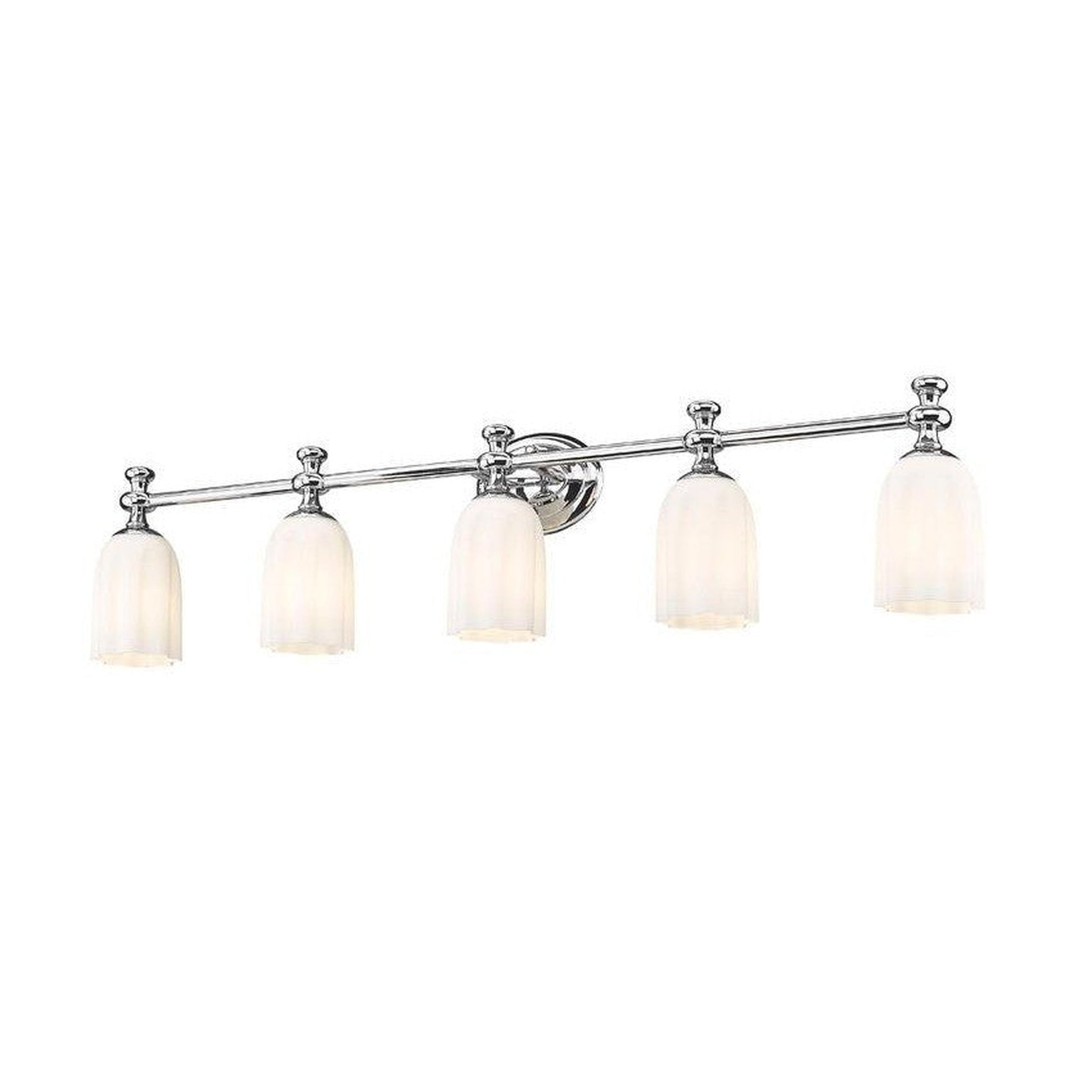 Z-Lite Orion 40" 5-Light Chrome Steel Vanity Light With Opal Etched Glass Shade