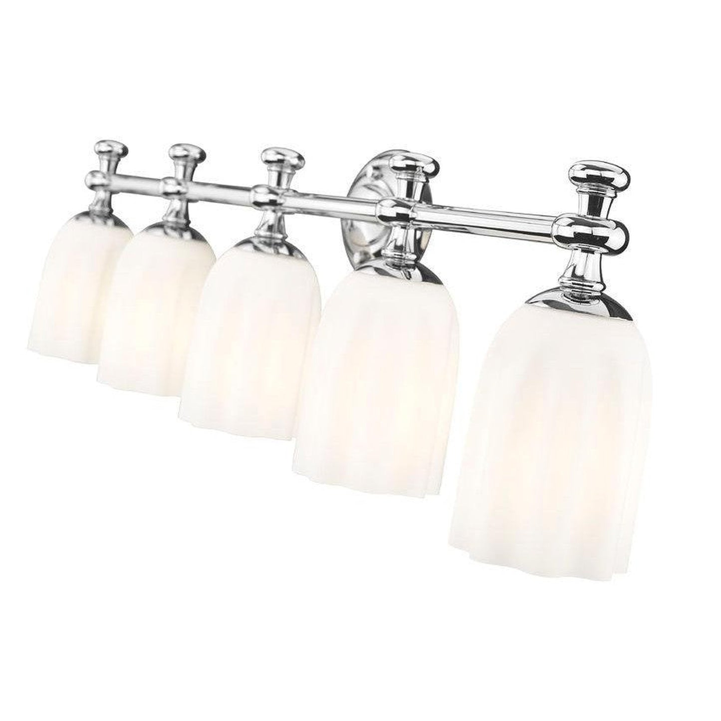 Z-Lite Orion 40" 5-Light Chrome Steel Vanity Light With Opal Etched Glass Shade