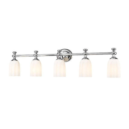 Z-Lite Orion 40" 5-Light Chrome Steel Vanity Light With Opal Etched Glass Shade