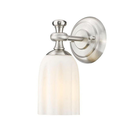 Z-Lite Orion 5" 1-Light Brushed Nickel Steel Wall Sconce With Opal Etched Glass Shade