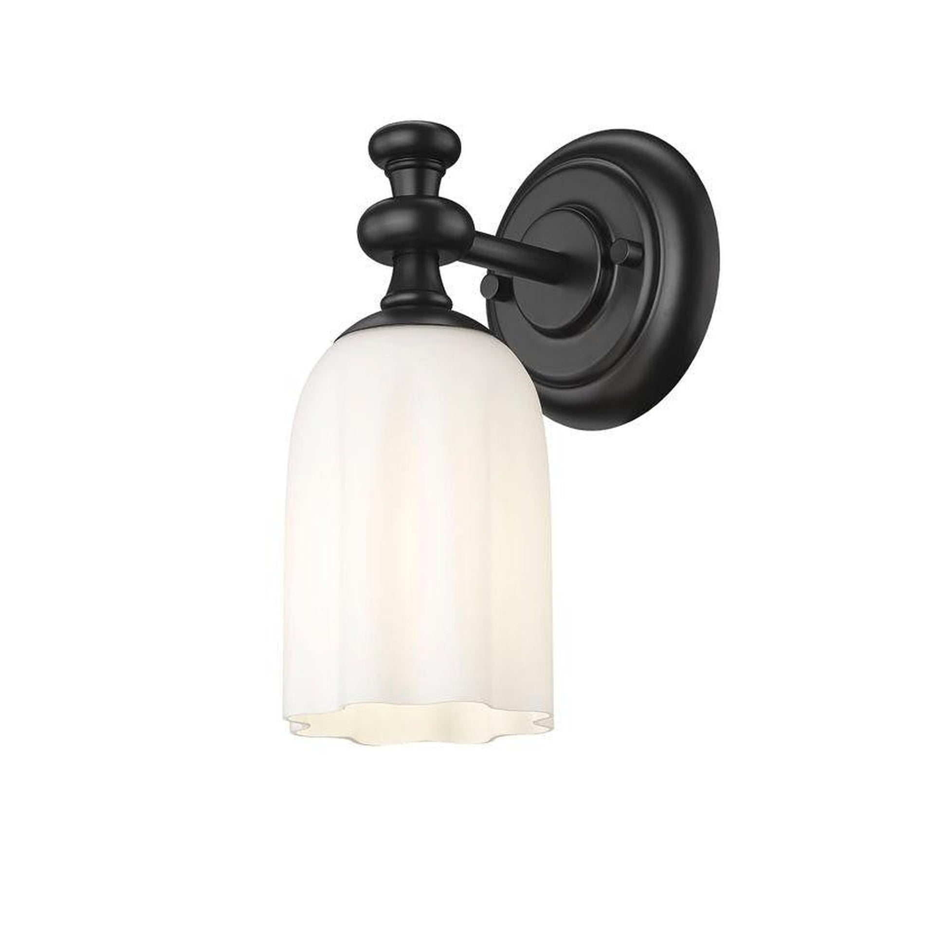 Z-Lite Orion 5" 1-Light Matte Black Steel Wall Sconce With Opal Etched Glass Shade