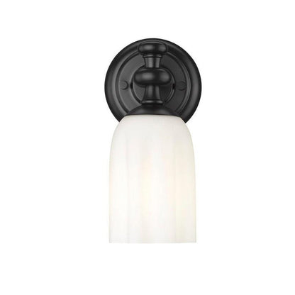 Z-Lite Orion 5" 1-Light Matte Black Steel Wall Sconce With Opal Etched Glass Shade