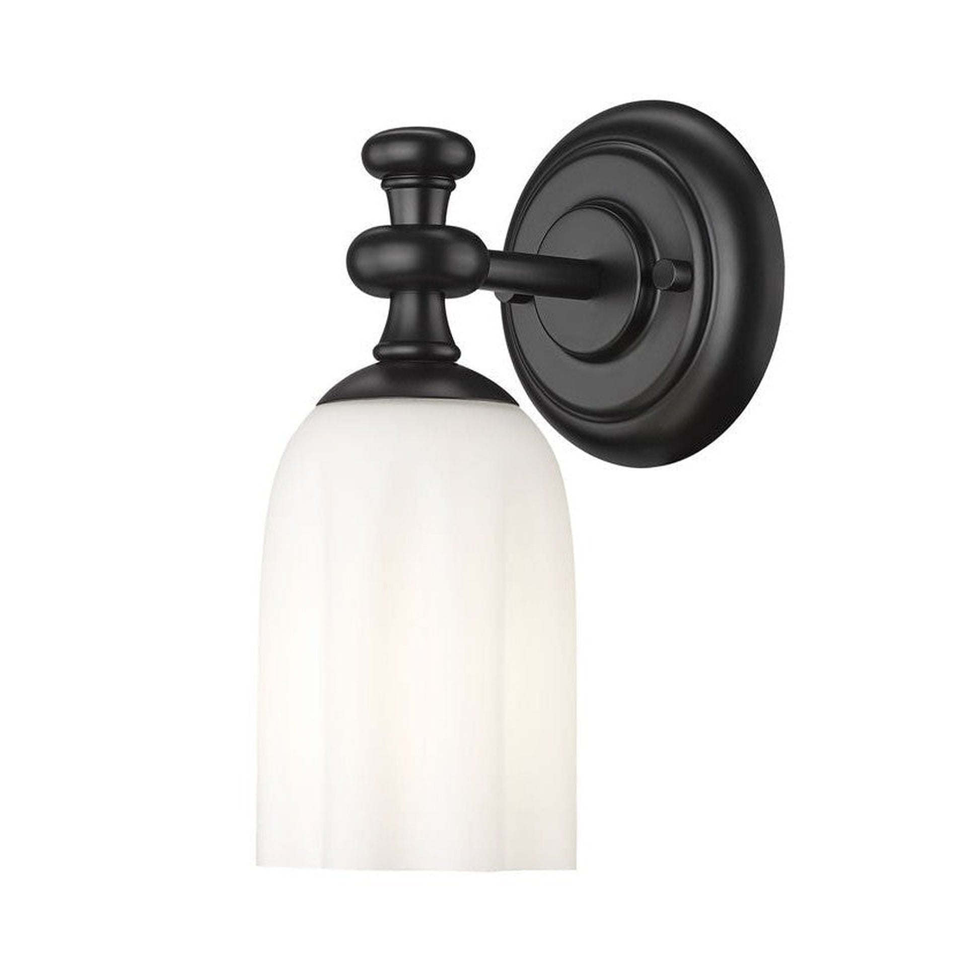 Z-Lite Orion 5" 1-Light Matte Black Steel Wall Sconce With Opal Etched Glass Shade