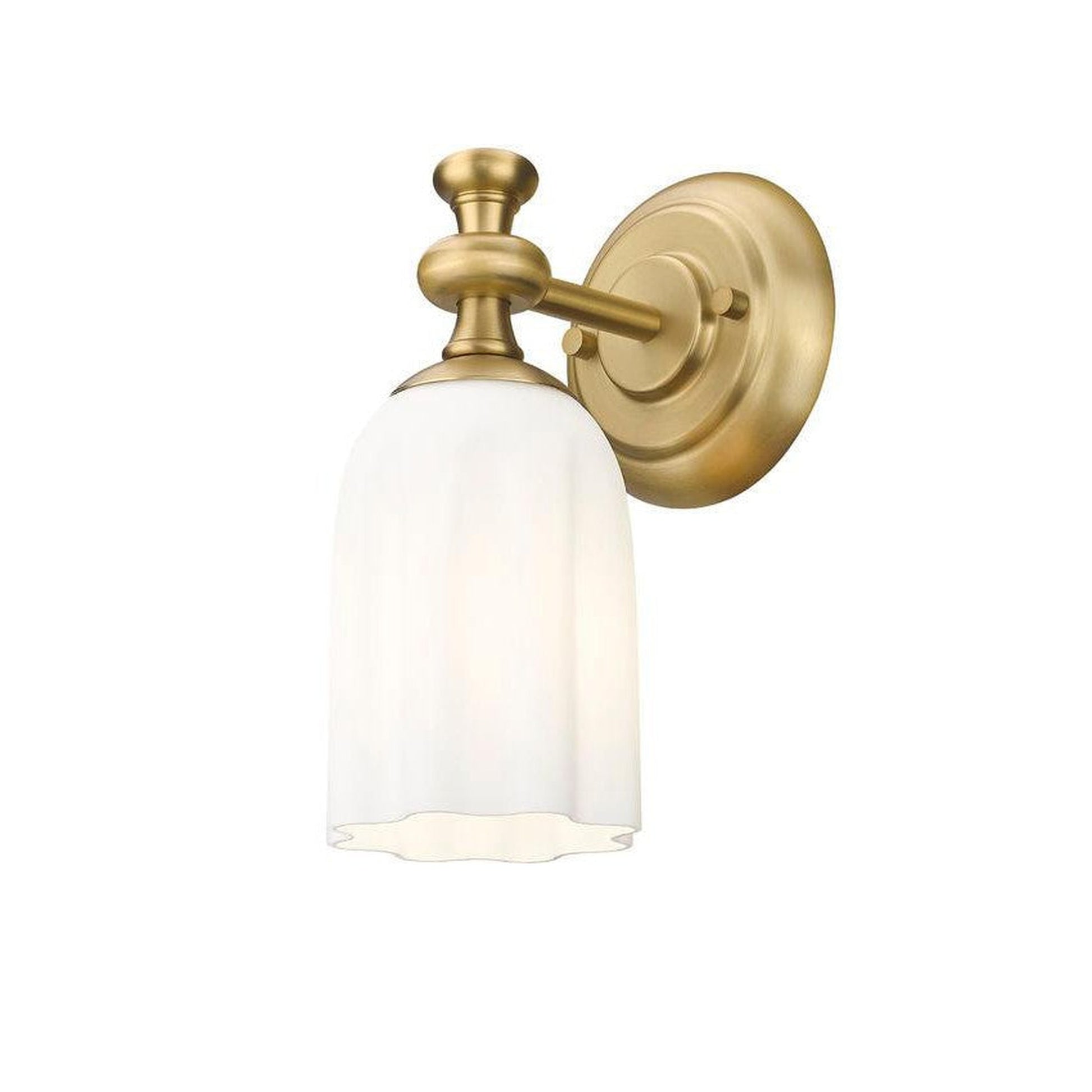 Z-Lite Orion 5" 1-Light Modern Gold Steel Wall Sconce With Opal Etched Glass Shade