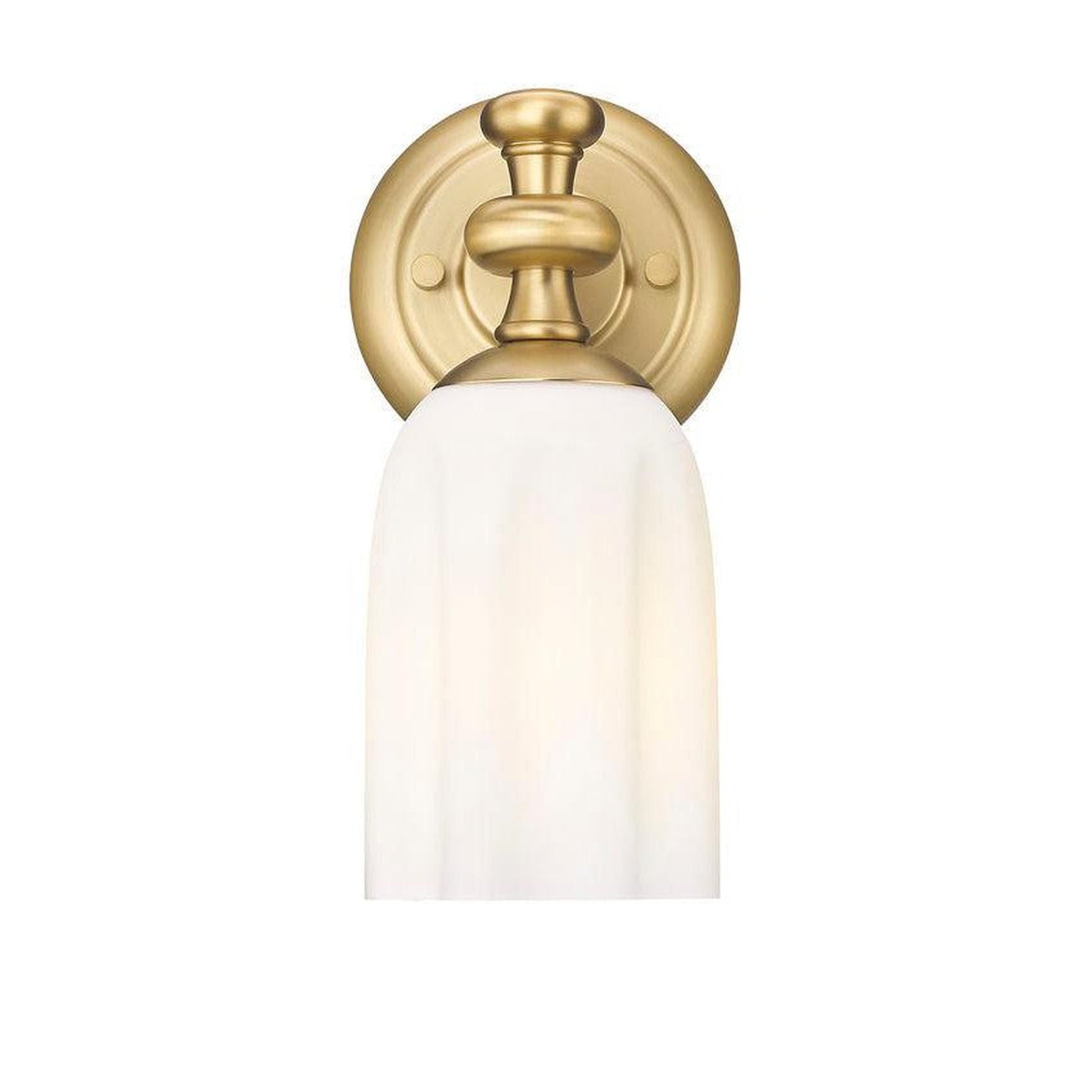 Z-Lite Orion 5" 1-Light Modern Gold Steel Wall Sconce With Opal Etched Glass Shade