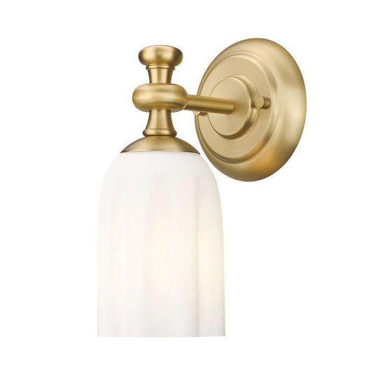 Z-Lite Orion 5" 1-Light Modern Gold Steel Wall Sconce With Opal Etched Glass Shade