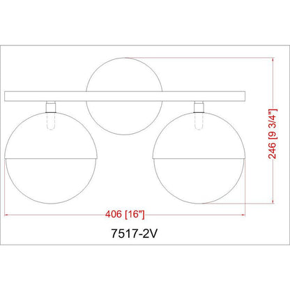 Z-Lite Realm Sphere 16" 2-Light Medium Base Modern Gold Steel Matte Opal Glass Shade Vanity Lighting