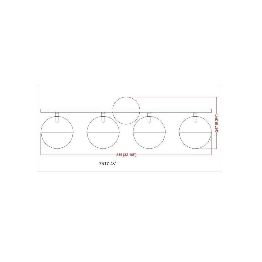 Z-Lite Realm Sphere 32" 4-Light Medium Base Brushed Nickel Steel Matte Opal Glass Shade Vanity Lighting