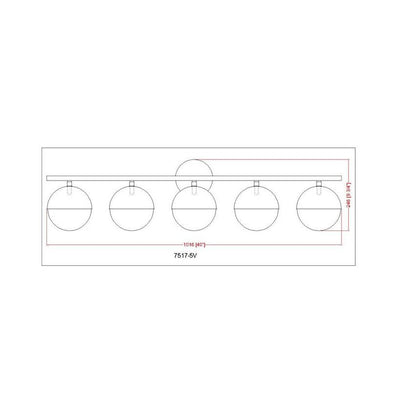 Z-Lite Realm Sphere 40" 5-Light Medium Base Brushed Nickel Steel Matte Opal Glass Shade Vanity Lighting