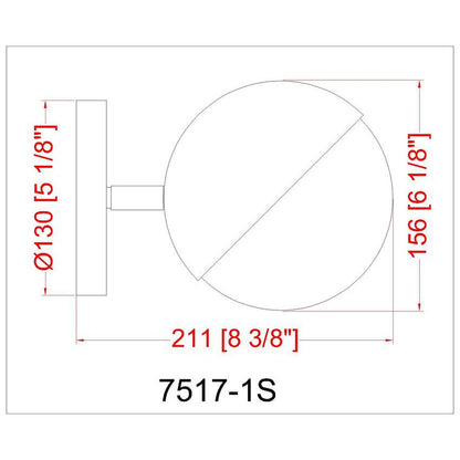 Z-Lite Realm Sphere 6" 1-Light Medium Base Modern Gold Steel Matte Opal Glass Shade Wall Sconce