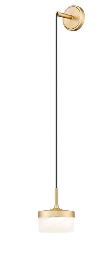 Z-Lite Renaud 7" 1-Light LED-Integrated Modern Gold Steel Frame Feathered White Glass Shade Wall Sconce