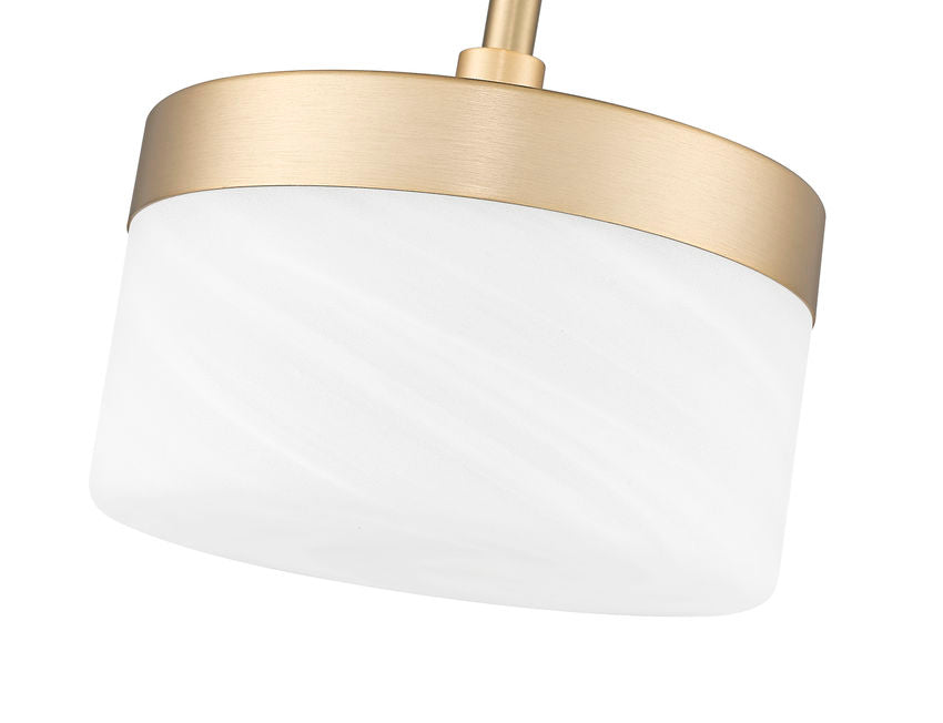 Z-Lite Renaud 7" 1-Light LED-Integrated Modern Gold Steel Frame Feathered White Glass Shade Wall Sconce