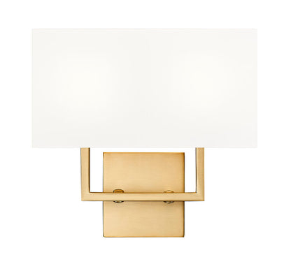 Z-Lite Saxon 12" 2-Light Olde Brass Steel Frame White Fabric Shade Wall Sconce