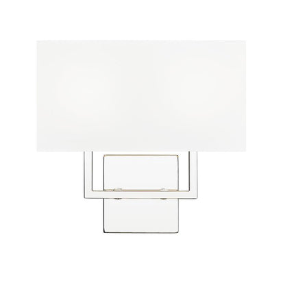 Z-Lite Saxon 2-Light Polished Nickel Steel Frame White Fabric Shade Wall Sconce