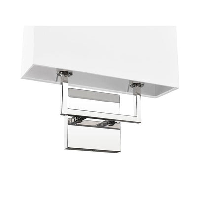 Z-Lite Saxon 2-Light Polished Nickel Steel Frame White Fabric Shade Wall Sconce
