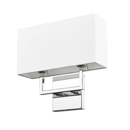 Z-Lite Saxon 2-Light Polished Nickel Steel Frame White Fabric Shade Wall Sconce