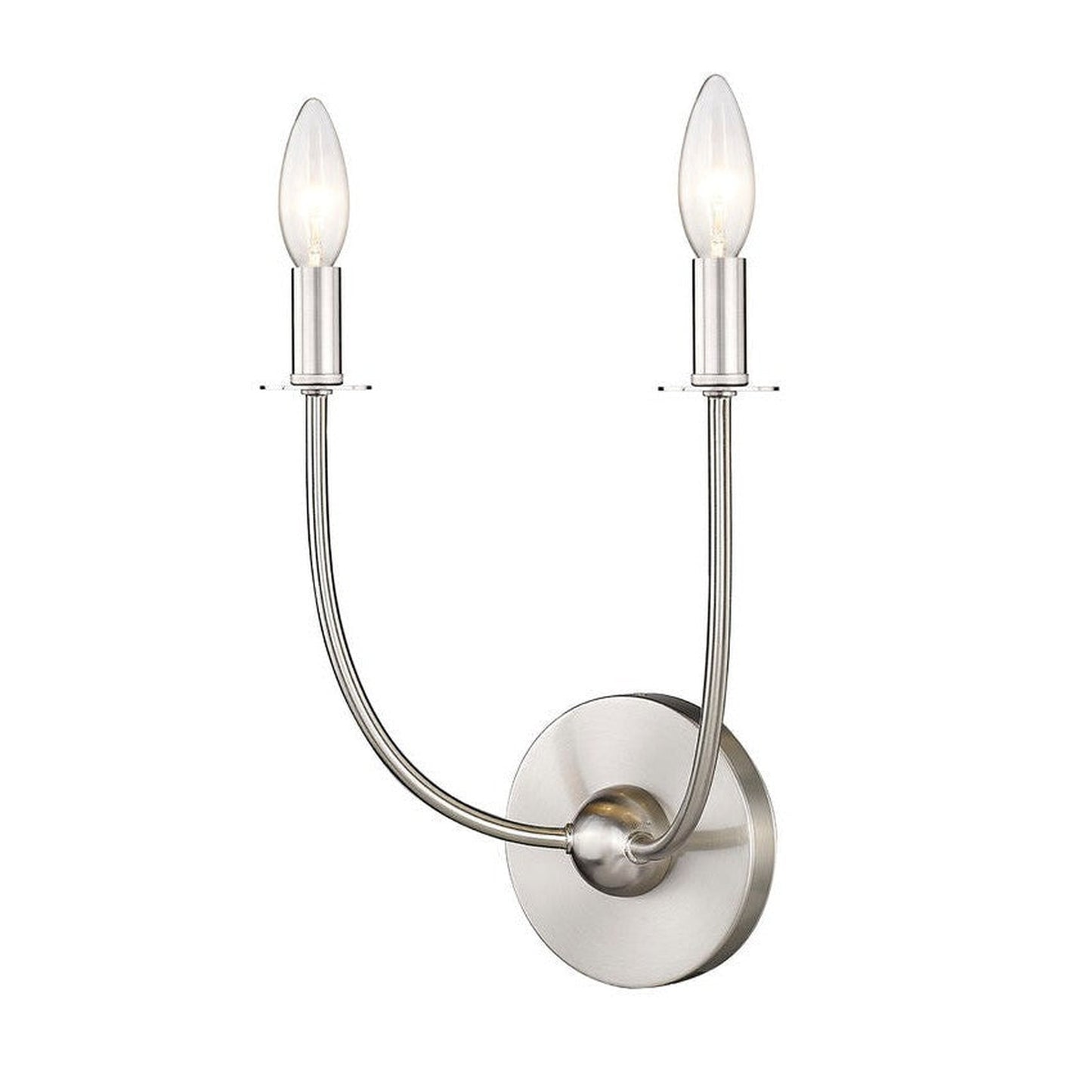 Z-Lite Shannon 13" 2-Light Brushed Nickel and White Fabric Shade Wall Sconce