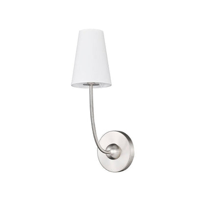 Z-Lite Shannon 5" 1-Light Brushed Nickel and White Fabric Shade Wall Sconce