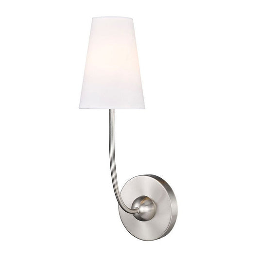 Z-Lite Shannon 5" 1-Light Brushed Nickel and White Fabric Shade Wall Sconce
