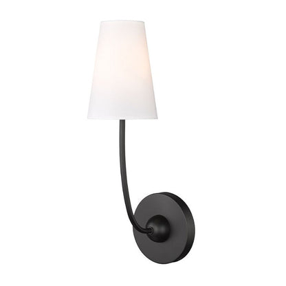 Z-Lite Shannon 5" 1-Light Matte Black and White Fabric Shade Wall Sconce