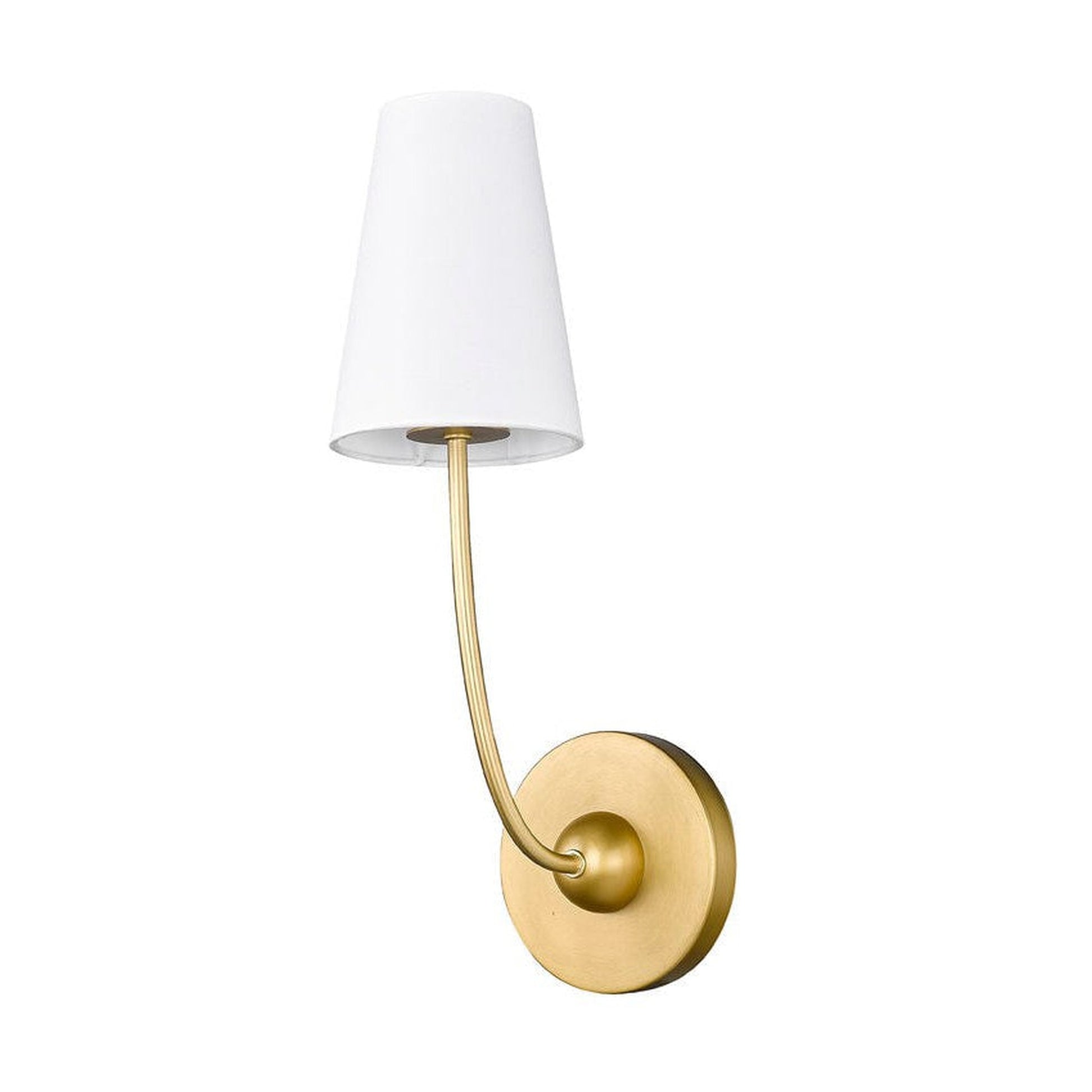 Z-Lite Shannon 5" 1-Light Rubbed Brass and White Fabric Shade Wall Sconce